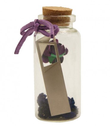 بطری شیشه ای کوچک یا بطری آرزوها با فلش مموری