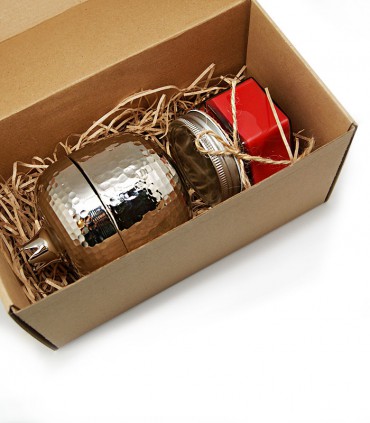 باکس هدیه شب یلدا ظرف مسی، شمع، آجیل مدل KDY21
